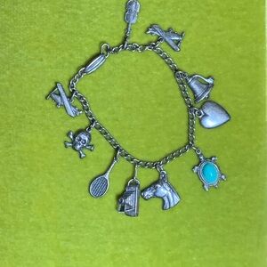 Antique Victorian Silver Charm Bracelet see last picture